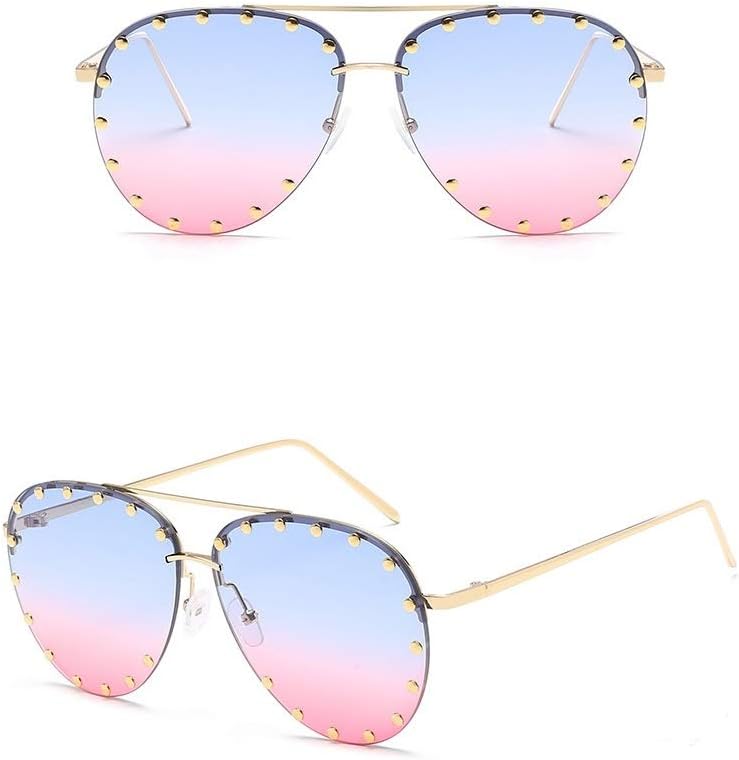 Chezi Rimless Studded Aviator Sunglasses
