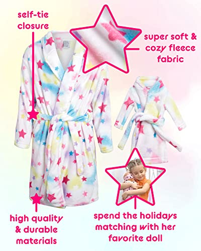 Bff & Me Girls' Bathrobe - Tie Dye Fleece Robe And Matching Robe For Doll (Size: 4-12), Size 10/12, Tie Dye Stars #TOP1