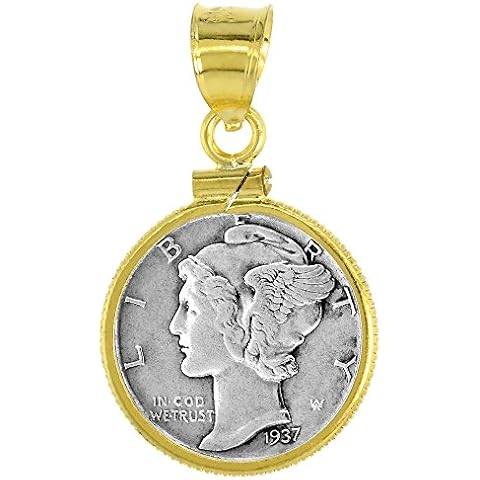 Sabrina Silver Gold Filled Dime Bezel 18 mm Screw Top Pendant Coin Edge 10 cent Coin NOT Included Cover