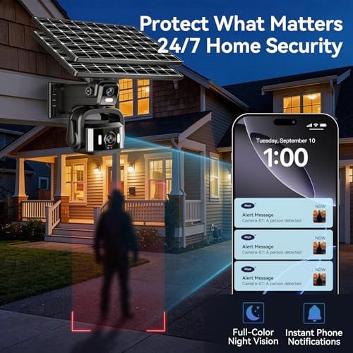 NEYESECU 4G LTE Solar Security Camera Outdoor, Dual Lens 4K 8MP - image 3