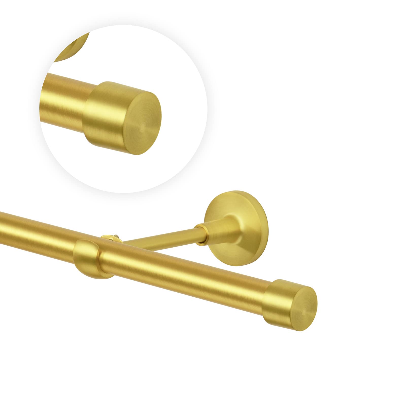 MDEKOR Tringle à rideaux de 240 cm - Tringle à rideaux pour montage mural ou au plafond - Laiton doré en métal - Diamètre : 19 mm
