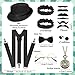 1920s Men's Accessories Set, 20s Adult Gatsby Gangster Accessories Kit with Formal Hat Straps for Party Supplies Dress Up (Black)