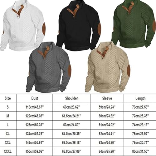 Dudlle Men's Cashmere Sweaters,Men's Outdoor Casual Stand Cashmere Button Long Sleeve Sweater 1/4 Vintage Pullover3