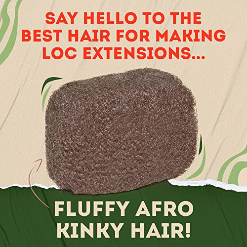 Locsanity Afro Kinky 100% Bulk Natural Human Hair - Braiding Hair for Dreadlocks, Loc Repair, Dreadlock Extensions, Twists, Braids - 16 Inches Long, 1 Oz