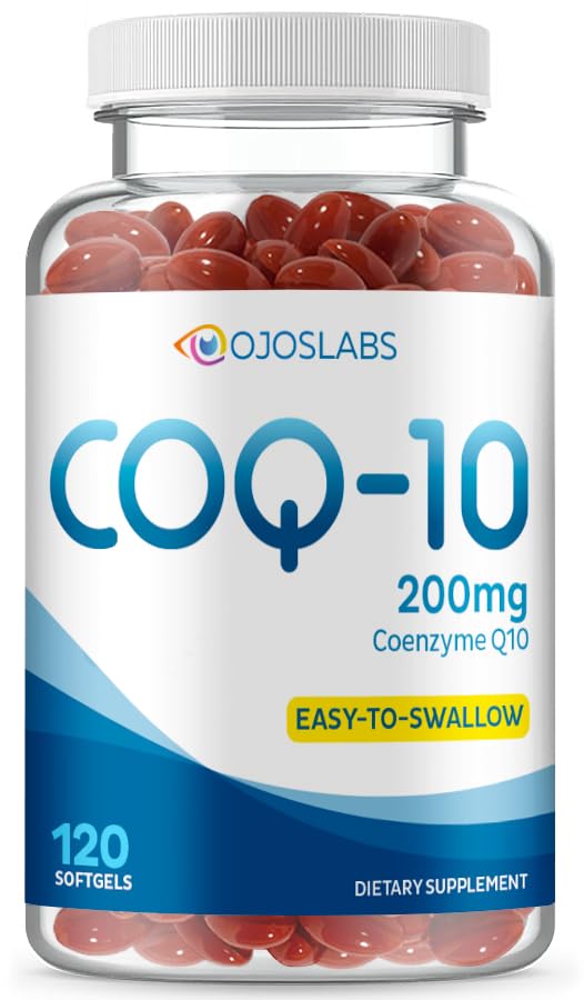 CoQ10 200mg - Coenzyme Q10 Dietary Supplement, Easy-to-Swallow 120 Softgels