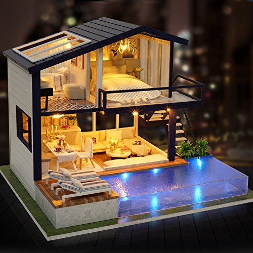 KnowMe 1:24 échelle bricolage artisanat Miniature maison de poupée en bois avec