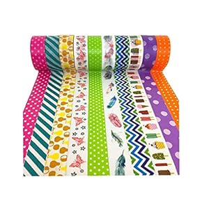 10rolls Washi Tape Set 1.5 cm Breed Diy Afplakband Kleurrijke Decoratieve Afplakband voor Diy Craft Scrapbooking Gift…