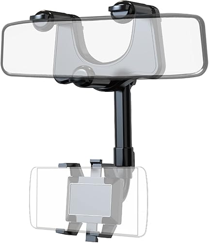 Soporte de teléfono con espejo retrovisor para automóvil, soporte giratorio y retráctil, soporte para teléfono celular para automóvil, soporte