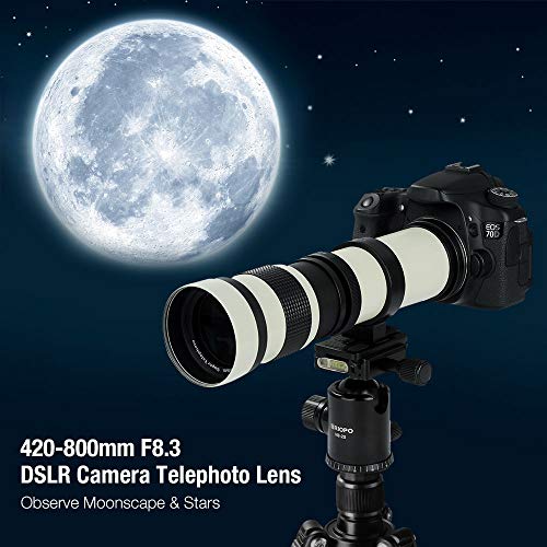TYCKA 420-800mm f/8.3 DSLR Camera Lens Ultra-Telephoto Lens Manual Zoom Shooting The Moon and Bird Telescope SLR Lens for Canon T-Mount EOS Rebel T3-T7i SL1 SL2 5D-7D 60D-80D II/III/IV - Thumbnail 7