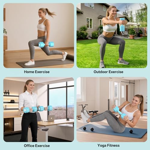Image of JOROTO 5-in-1 Adjustable Dumbbell Set, 8LB /11LB Pair Adjustable Weights for Women at Home, 1s-Adjust Dual Locking Stable Hand Weights with TPE Soft Handle, Home Gym, Rehab, Pilates, Yoga, Strength Training