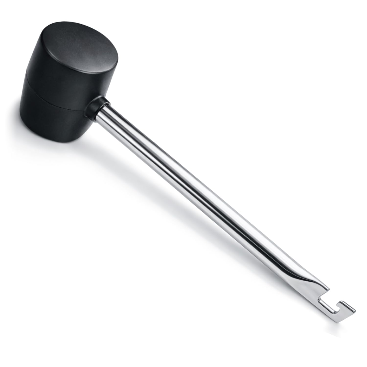 com-four® Martillo de Goma con Extractor de Clavijas - Martillo de Cara Blanda con Eje de Metal - Martillo de Clavijas para Acampar y Manualidades - Martillo (01 Pieza - con Mango de Gancho)
