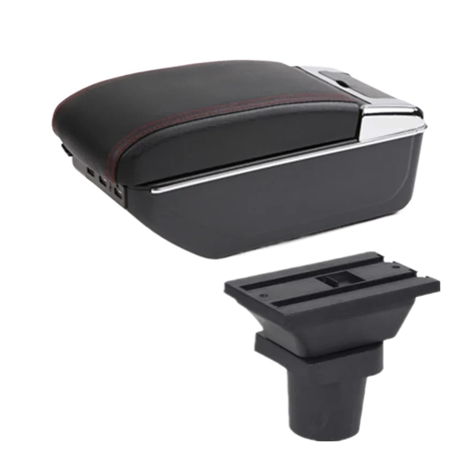 UMDJJU For Focus Mk1 Armrest Box Car Center Storage Interior Retrofit Accessories Car Centre Console Armrest Box(C1 red line 7USB)