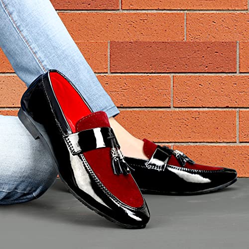Image of LE GREEM Men's Patent Leather Slip on Casual Loafers