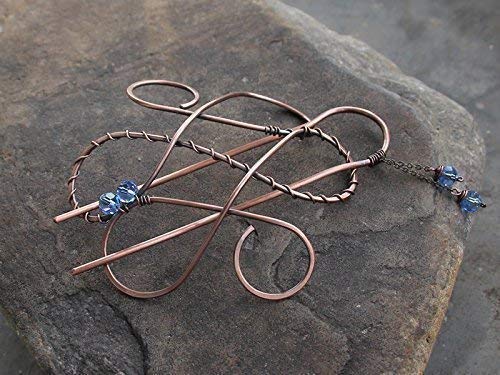 Large Celtic Hair Clip Bun Holder Hair Slide Hair Fork For Long Thick Hair,Copper Jewelry image 5