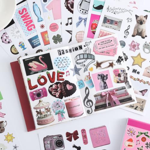 Image of Washi Stickers Set Vintage Aesthetic Sticker Book for Journaling, DIY Decorative Paper Sticker Decals for Bullet Journal Art Scrapbooking Diary Card Craft Gift Album (Aesthetic Style 4)