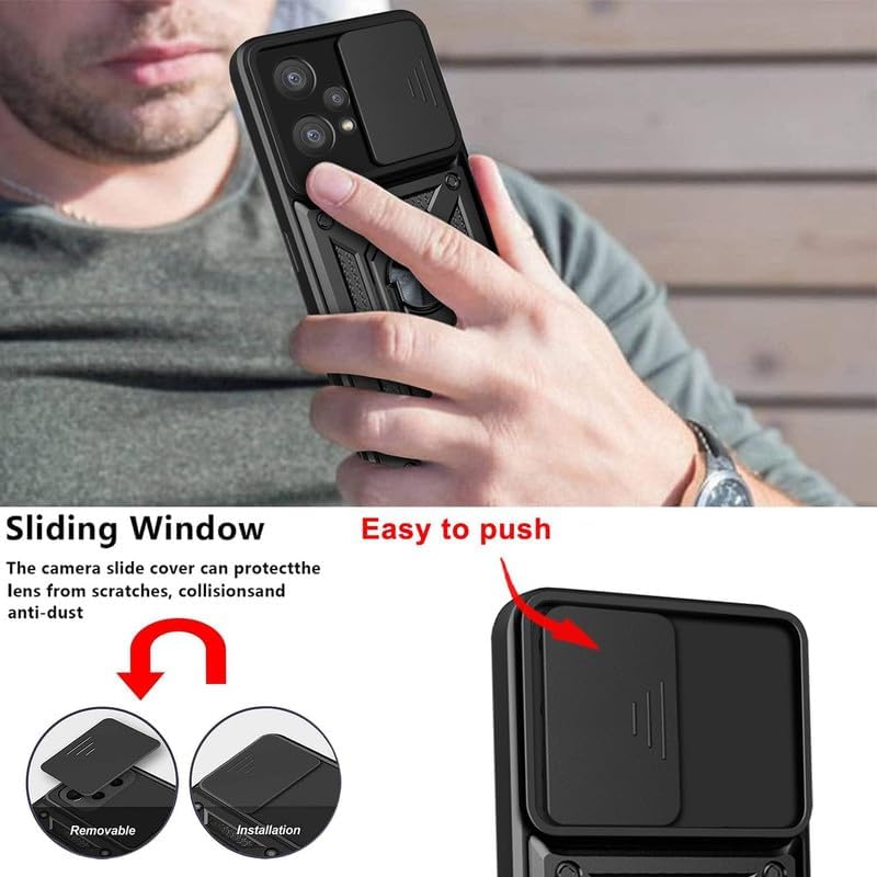 Image of Luxe Back Cover for OnePlus Nord CE 2 Lite 5G | D10 Tough Armor | Sliding Camera Shield | 360 Protection | Kickstand Ring Holder | Military-Grade Shockproof Bumper