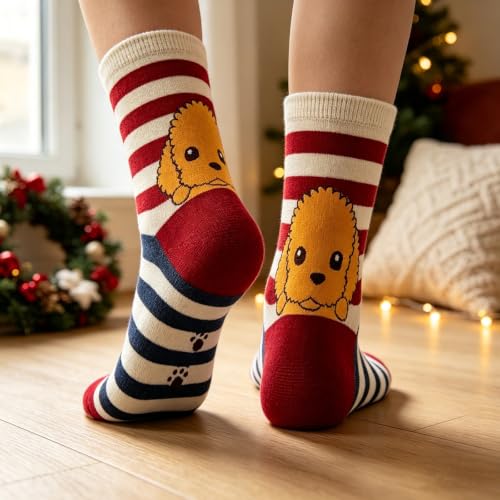 ZAVONIRAXE 5 Paires de Chaussette Femme 35-38, Motifs Chien et Chat – vue 3