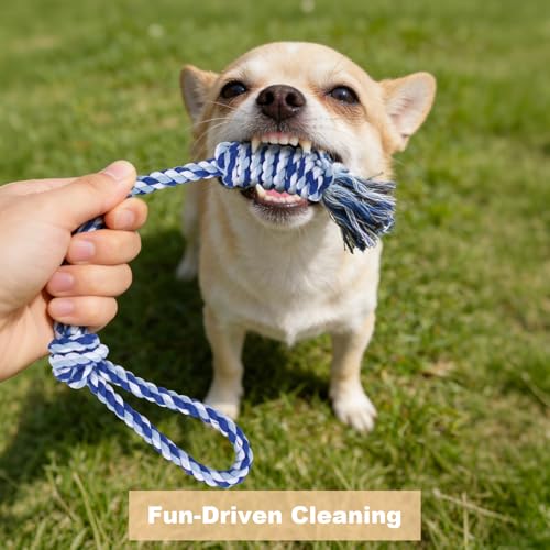 Image of Depets Dog Rope Toys for Small Dogs, 4-Pack Durable Puppy Rope Chew Toys for Teething, Puppy Tug of War Interactive Toy, Washable Knot Dog Toy for Dental Care & Anxiety Relief