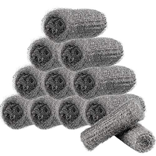 Steel Wool Grade #0000 Scouring Pads for Cast Iron Dishes Pots Pans Multi-Use Scrubbing Polishing Pads for Kitchen Bathroom Cleaning Use (12 Pieces)