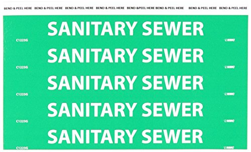 Marqueurs de tuyaux Sanitary Sewer vinyle vert NMC C1223G de 22,9 x 2,5 cm