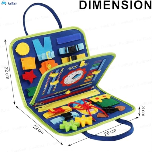 Image of FunBlast 12 in 1 Toddler Busy Binder & Busy Book for Toddlers 1-3 Years - Montessori Busy Board & Activity Book for Kids 2-4 - Educational Busy Book for Learning (Dinosaur)