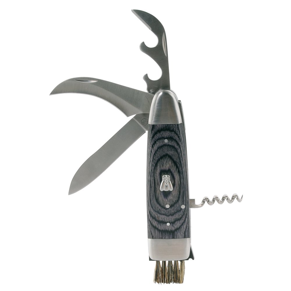LAGUIOLE - Couteau à champignons - acier inoxydable, pois pakka - gris - Coffret cadeau - Pour une découpe franche et nette muni d'une brosse en poil de sanglier