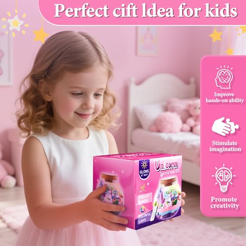 Unicorn Terrarium Craft Kits, DIY Craft with Colorful LED Night-Lights, Birthday Gifts for Kids Age 5 6 7 8-12 Year Old Girl Gift, Decorative Accessories, DIY Activity for Kids - Image 6