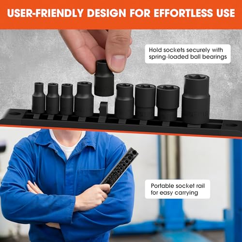 Image of 9PCS EP Socket Set, 1 /4 inch 3 /8 inch 1 /2 inch Drive External Torx Plus Socket Set (EP6-EP18), CR-V Steel with Storage Organizer, for Automotive & Mechanical Repair