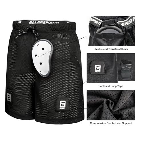 EALER HSM400 Men’s Loose Hockey Shorts Supporter, Core Mesh Jock Hockey Shorts Jock Pants with BioFlex Cup Included2