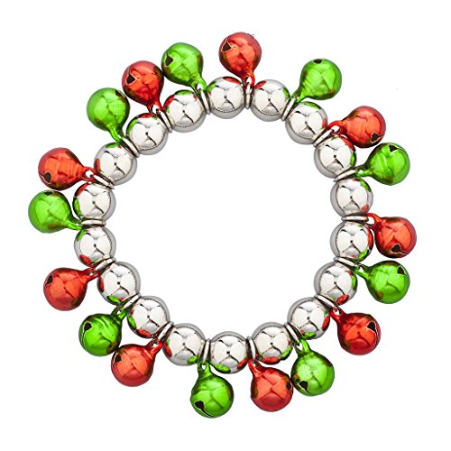LUX ACCESSORIES Multi Color Christmas Jingle Bells Stretch Bracelet