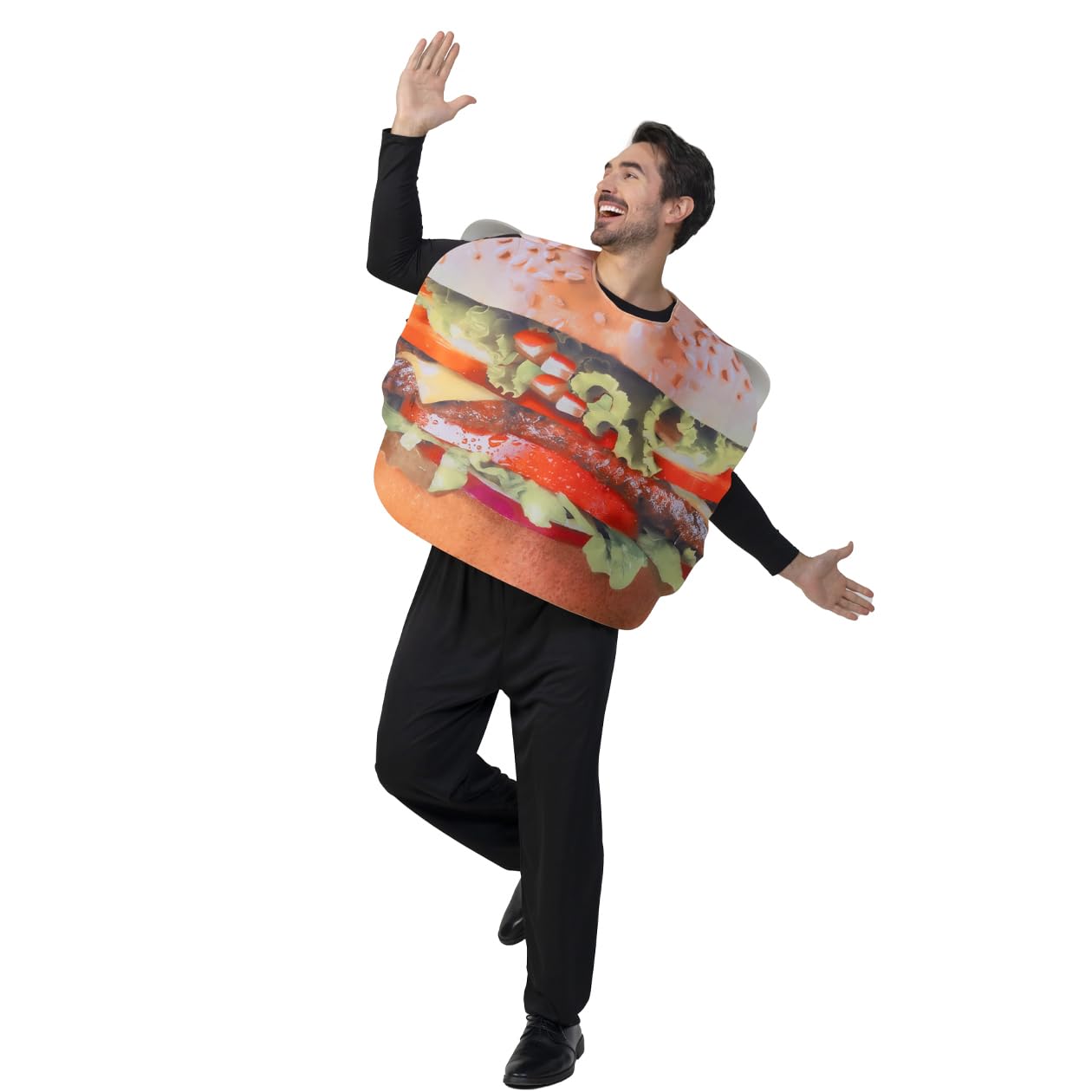 DSplay Adult Hamburger Costume Cosplay Funny Food Halloween Costumes