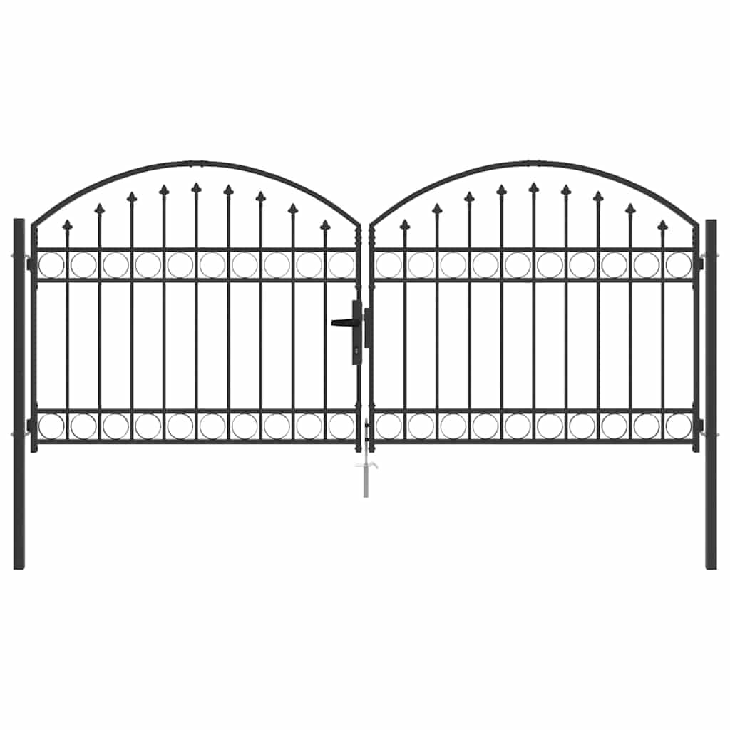 Gartentor Doppelflügel Gartentore U-Design Grau 300 x 125 cm