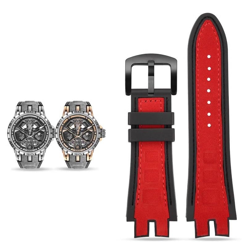 Bracelet montre Roger Dubuis EXCALIBUR cuir robuste rouge et noir