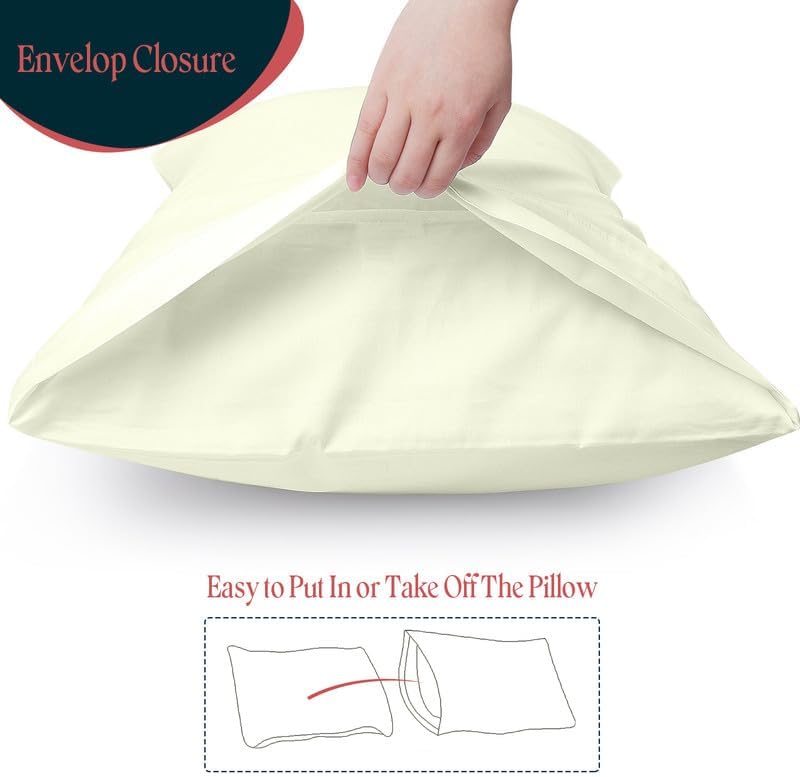 Miniatura 6 de Juego de sábanas de 1000 hilos 100% algodón egipcio tamaño King para cama, juego de ropa de cama transpirable de fibra larga, color marfil, calidad