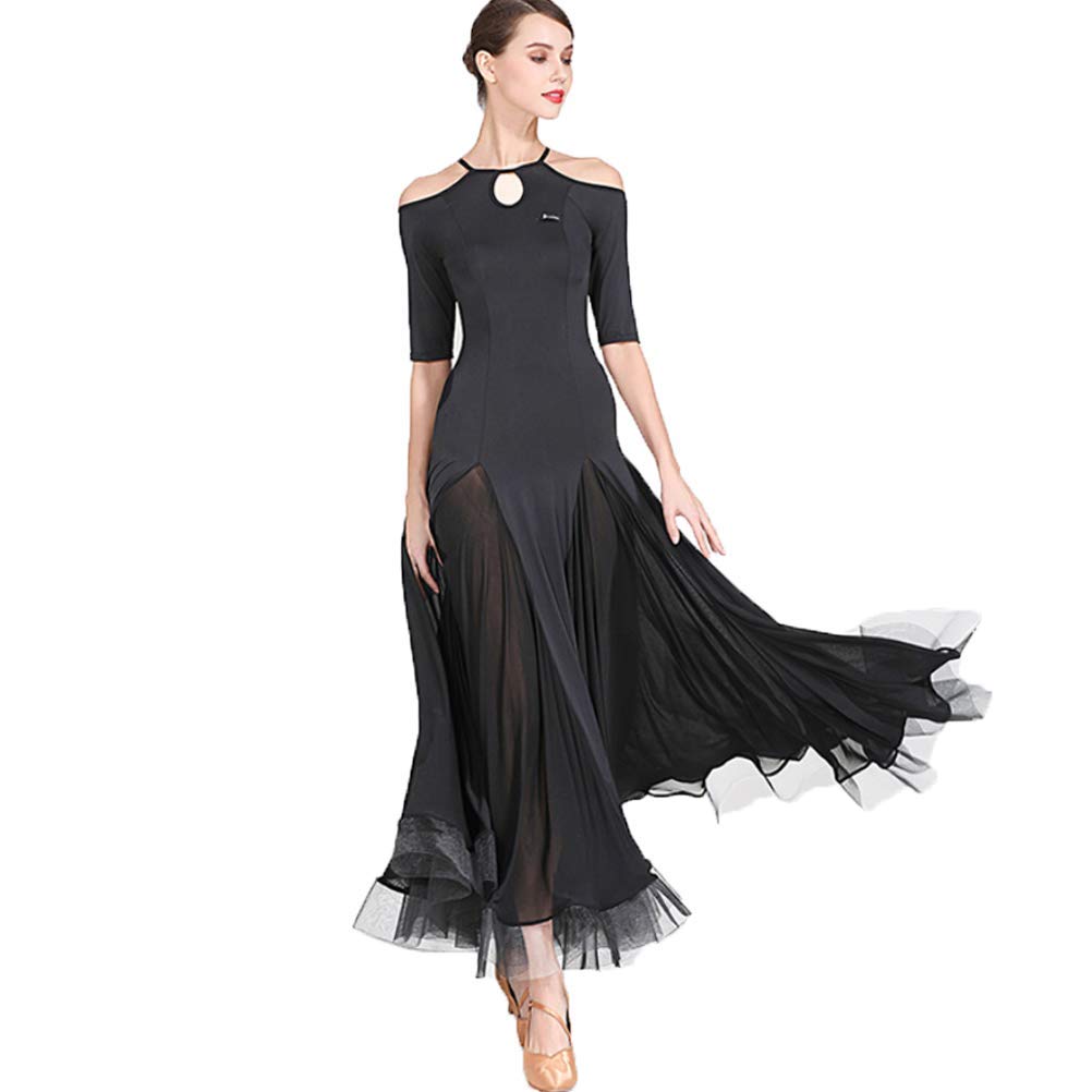 Vestiti da Ballo Standard Abiti Donna Tulle Cuciture Abito da Ballo Donna Liscio Valzer Moderna Abbigliamento Ballo Standard da Pratica