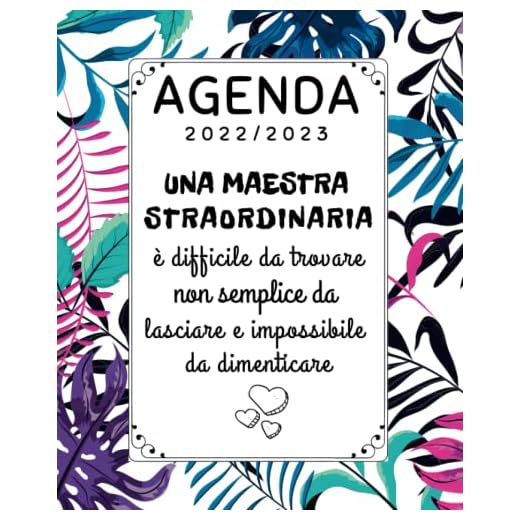 Agenda Maestra: 1 Settimana Su 2 Pagine | 12 Mesi Planner orgnizer AGOSTO 2022 to LUGLIO 2023 | Regalo Maestre fine Anno