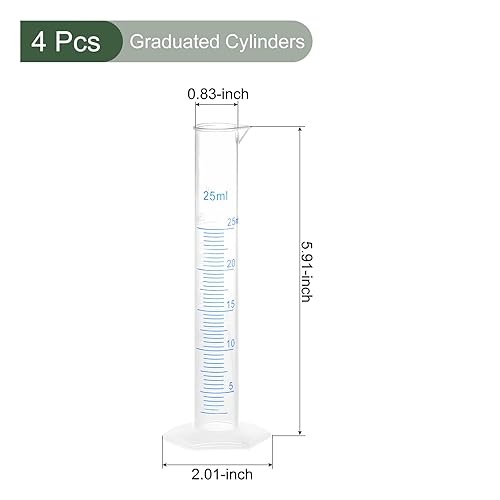Miniatura 2 de YOKIVE 4 cilindros graduados de medición, tubo cilíndrico de plástico con marcado métrico de 2 lados, ideal para medición química, ideal para