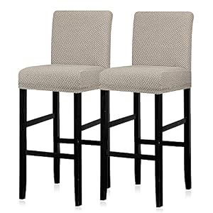 Lellen Bar Stool Covers Set of 2,Stretch Washable Barstool Seat Covers Removable Bar Chair Covers with Backs,Counter Height Bar Stool Chair Covers for Kitchen Dining Room Cafe