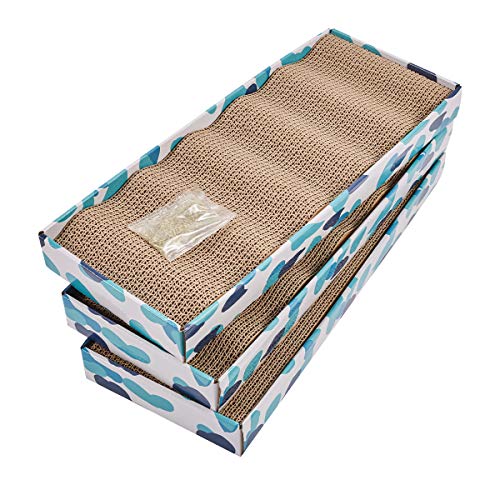 PEEKAB Cat Scratcher Cardboard Reversible Cat Scratching Pad Kitty Corrugated Scratching Bed Catnip