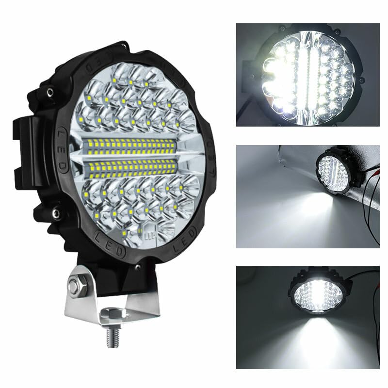 YONGYAO 7 Pulgadas 51W Par Faros Auxiliares Amplia Visión LED Faro Trabajo IP67 Blanco para Offroad SUV-Rojo