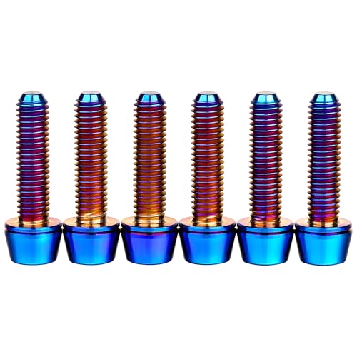 Image of Titanium M5x20mm Allen Hex Tapered Bolt Screw (Burnt Blue) | with Washer for Bicycle Stem Pack of 6