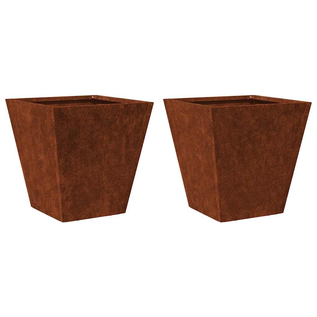 Juego de 2 macetas de acero corten, 30 x 30 x 30 cm, para plantas y verduras