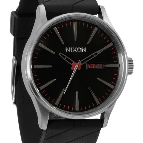 Nixon Heren polshorloge XL The Sentry Black analoog kwarts plastic A027000-00, zwart/zwart, Riemen. - Afbeelding 3