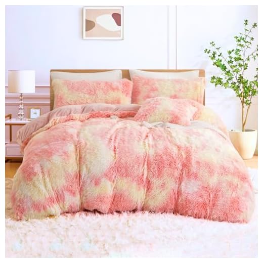 Menkala Ropa de cama de felpa de 135 x 200 cm, color rosa para niñas, invierno, mullida, con efecto Tie-Dye, juego de ropa de cama infantil con cremallera y 1 funda de almohada de 80 x 80 cm