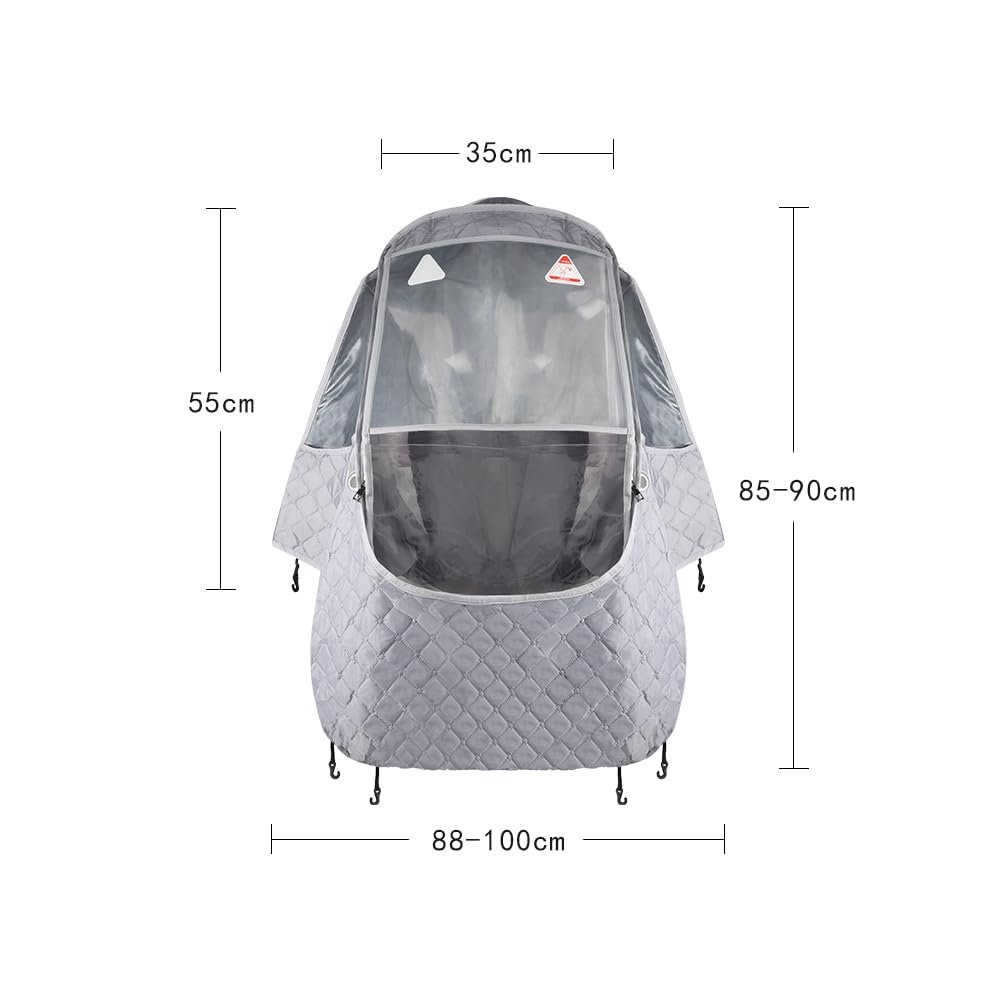 Housse de Poussette Universelle Habillage Pluie EVA Housse de Pluie Bébé Housse de Protection Pluie Poussette Fenêtre de Contact et Poches Arrière Imperméable Landau Contre Pluie Vent Neige