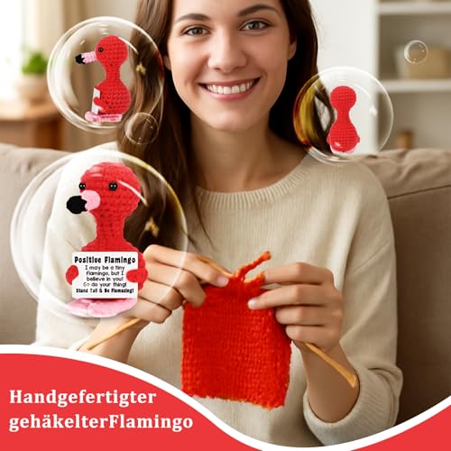 ZexJpr Flamingo Kuscheltier, Strickgeschenke, Handgehäkeltes Plüschtier Für Emotionale Unterstützung, Dekoratives Geschenk Für Zuhause Und Büro, Geeignet FüR Freunde Und Familie