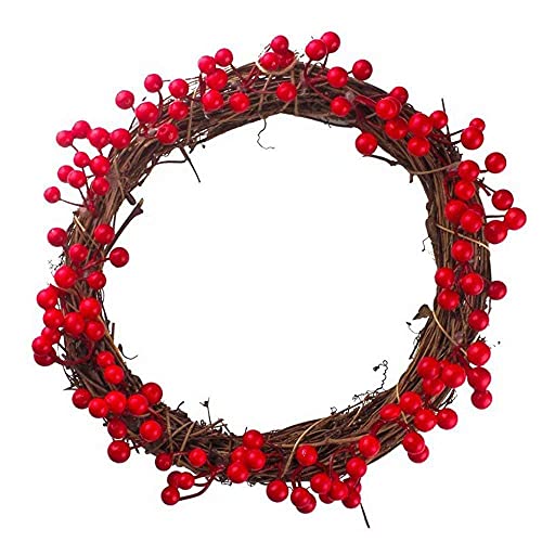Guirlande de baies de Noël artificielle couronne décorative de fruits rouges pour porte 30-40cm