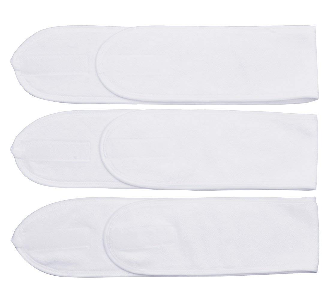 Voarge 3er-Set Mikrofaser Stirnbänder – Verstellbar Mit Klett, Für Make-up, Sport, Yoga, Waschbar (Weiß)