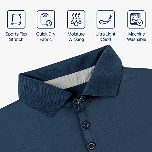 [3 Pack] Mio Marino Golf Polo Shirts for Men - Dry Fit - Ultra-Light Fabric4
