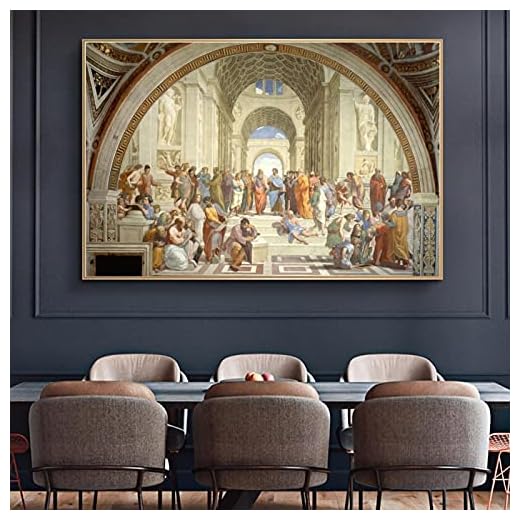 《Skolan i Aten》 Av Raphael Berömd reproduktion Måleri Affischer och tryck Väggkonstbilder för heminredning-60x80cm Ingen ram
